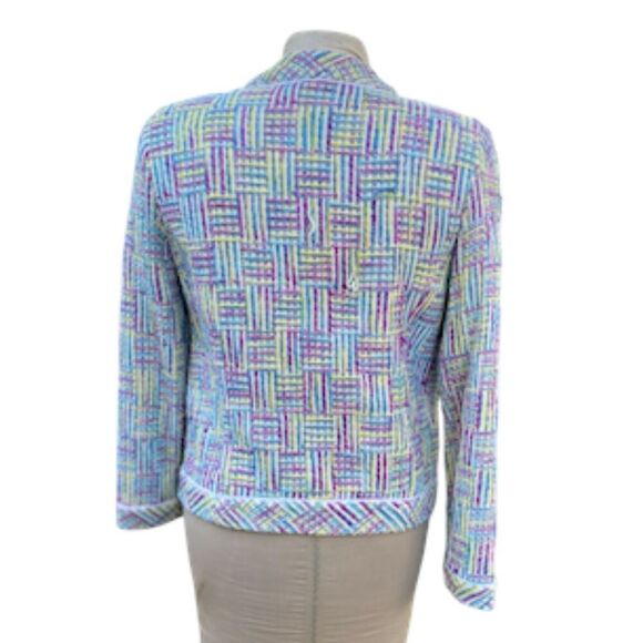 Silkland Tweed Silk Blend Blazer Sz. M Lined Pickets Spring Mothers Day - Picture 7 of 10